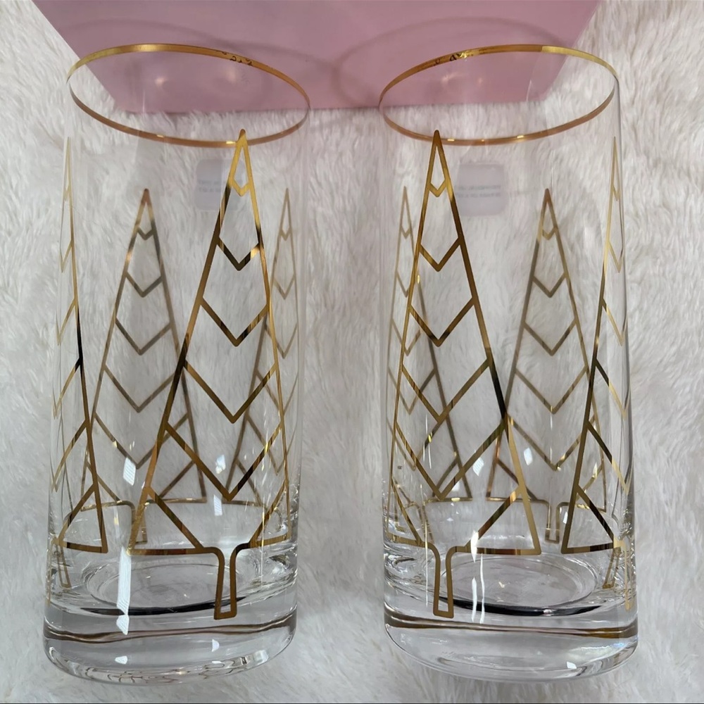 Kate Spade X Lenox Cocktail Glasses 2 16oz Spruce Way Highball New York NIB - Picture 2 of 11